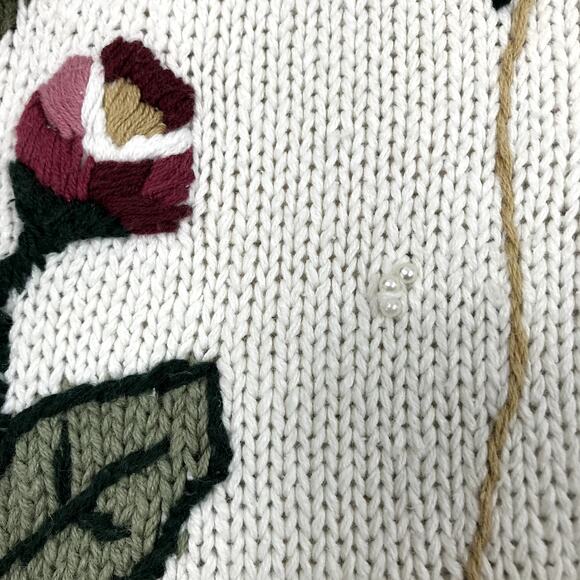 CAPACITY Embroidered Long Cardigan VTG Women M Linen/Cotton Retro Cottage Y2K - Picture 4 of 11